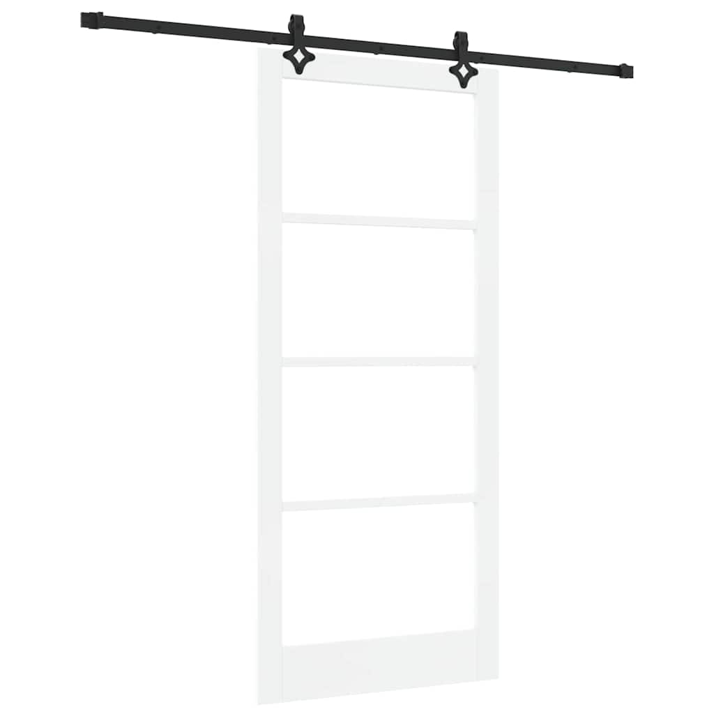vidaXL Sliding Door White 93 x 211 cm Solid Pine Wood and Glass