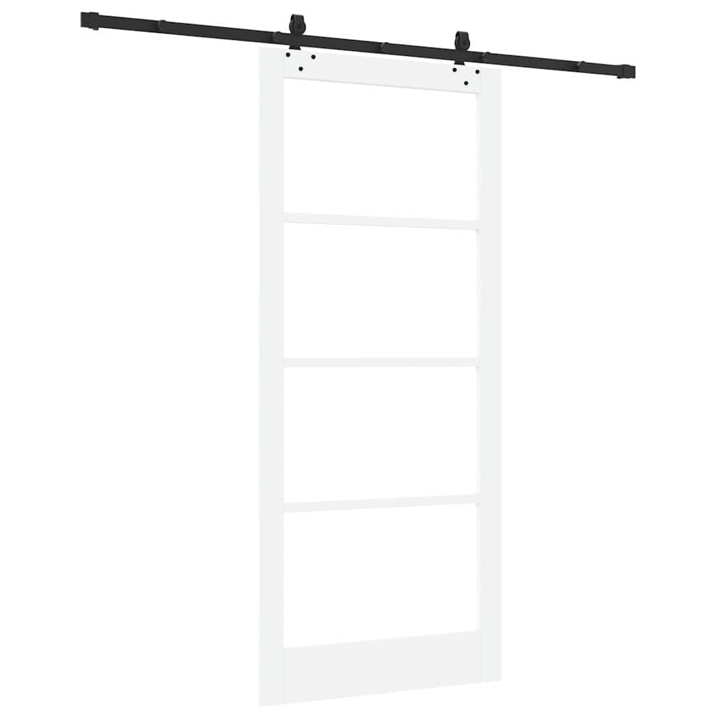 vidaXL Sliding Door White 93 x 211 cm Solid Pine Wood and Glass