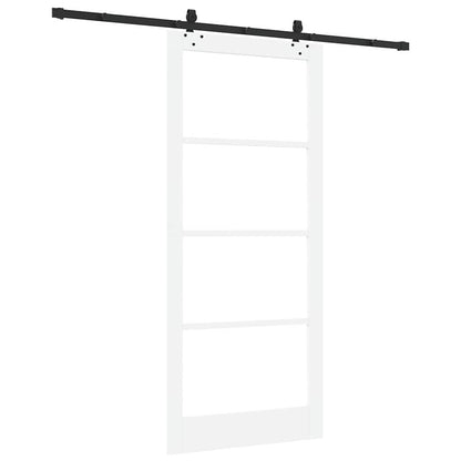 vidaXL Sliding Door White 93 x 211 cm Solid Pine Wood and Glass