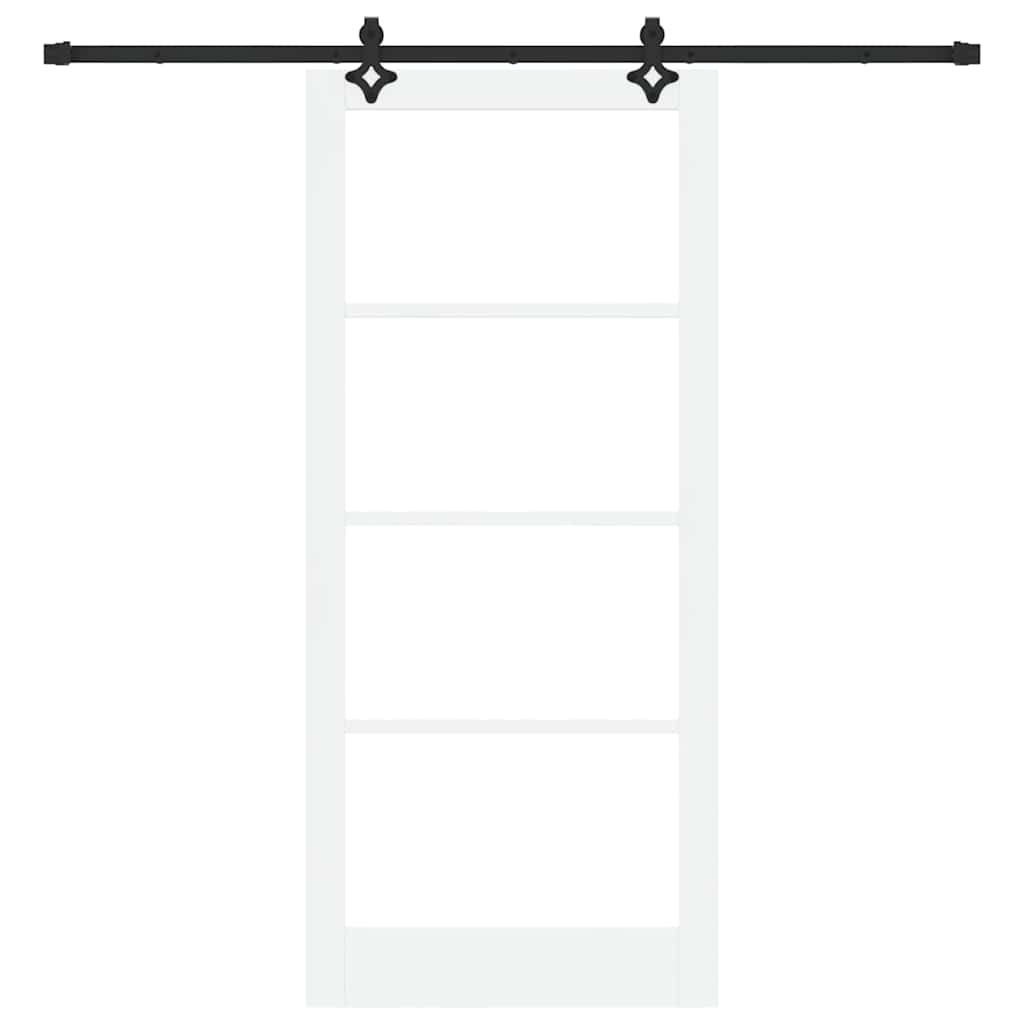 vidaXL Sliding Door White 93 x 211 cm Solid Pine Wood and Glass