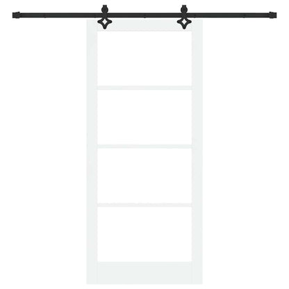 vidaXL Sliding Door White 93 x 211 cm Solid Pine Wood and Glass