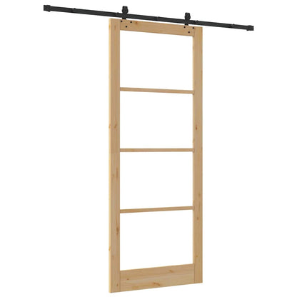 vidaXL Sliding Door Natural 93 x 232 cm Solid Pine Wood and Glass