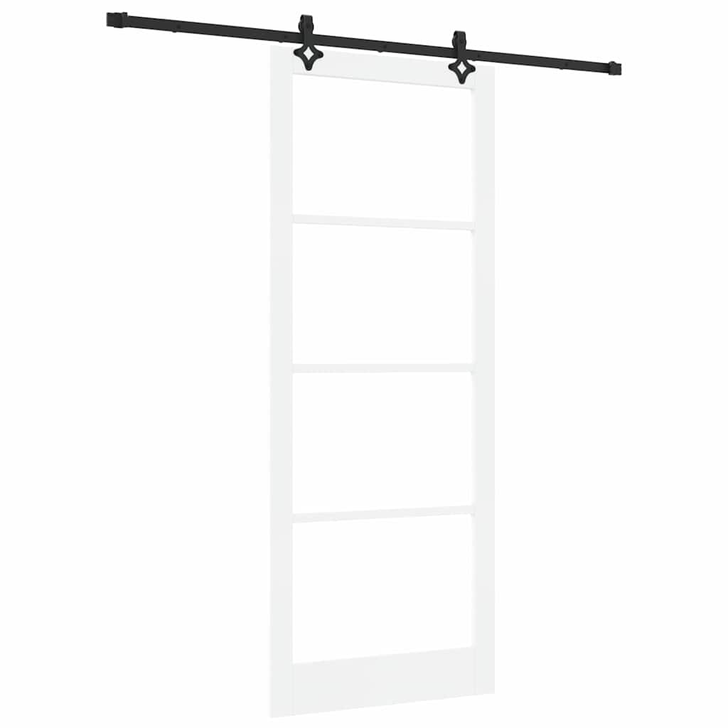 vidaXL Sliding Door White 93 x 232 cm Solid Pine Wood and Glass