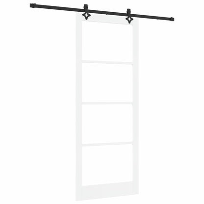 vidaXL Sliding Door White 93 x 232 cm Solid Pine Wood and Glass