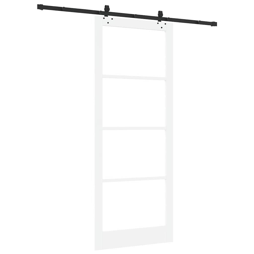 vidaXL Sliding Door White 93 x 232 cm Solid Pine Wood and Glass