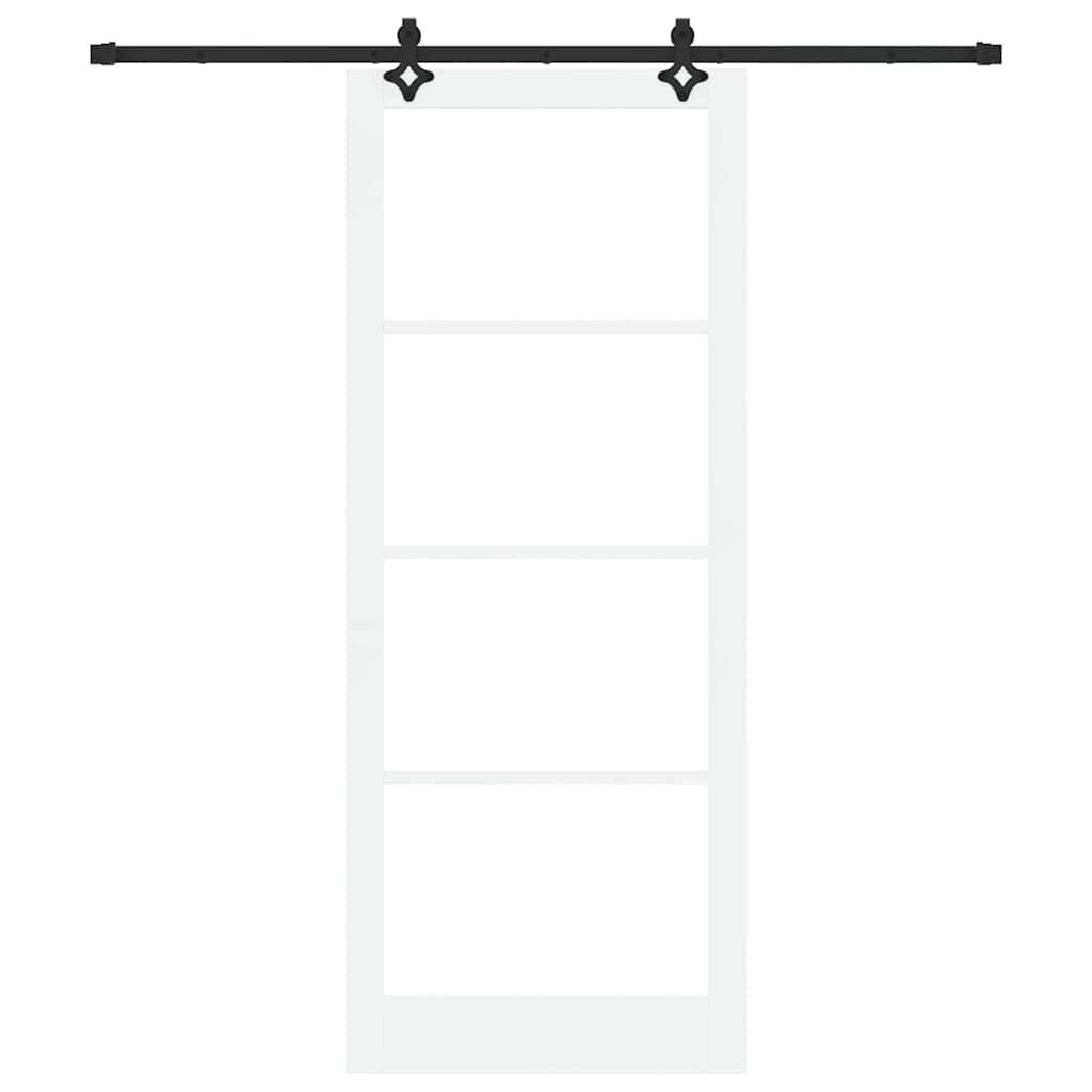 vidaXL Sliding Door White 93 x 232 cm Solid Pine Wood and Glass