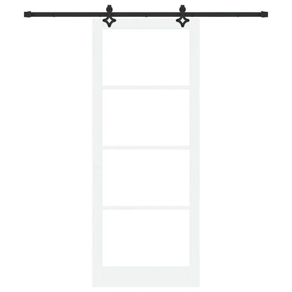 vidaXL Sliding Door White 93 x 232 cm Solid Pine Wood and Glass