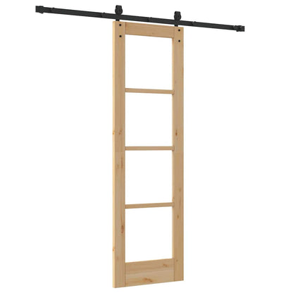 vidaXL Sliding Door Natural 61 x 198.5 cm Solid Pine Wood and Glass