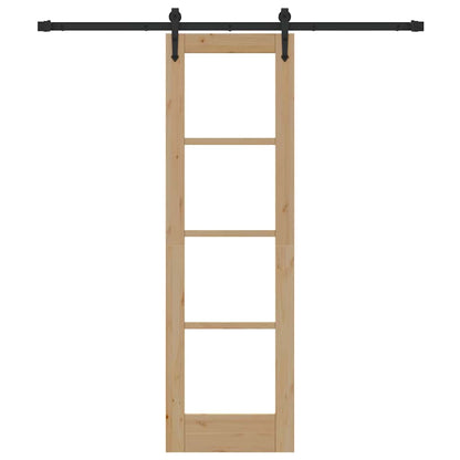 vidaXL Sliding Door Natural 61 x 198.5 cm Solid Pine Wood and Glass