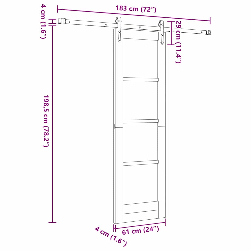 vidaXL Sliding Door Natural 61 x 198.5 cm Solid Pine Wood and Glass