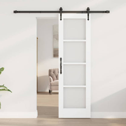 vidaXL Sliding Door White 61 x 198.5 cm Solid Pine Wood and Glass