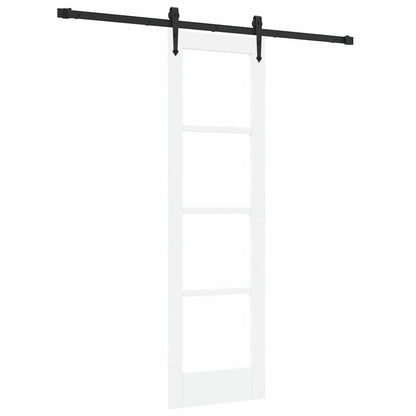 vidaXL Sliding Door White 61 x 198.5 cm Solid Pine Wood and Glass