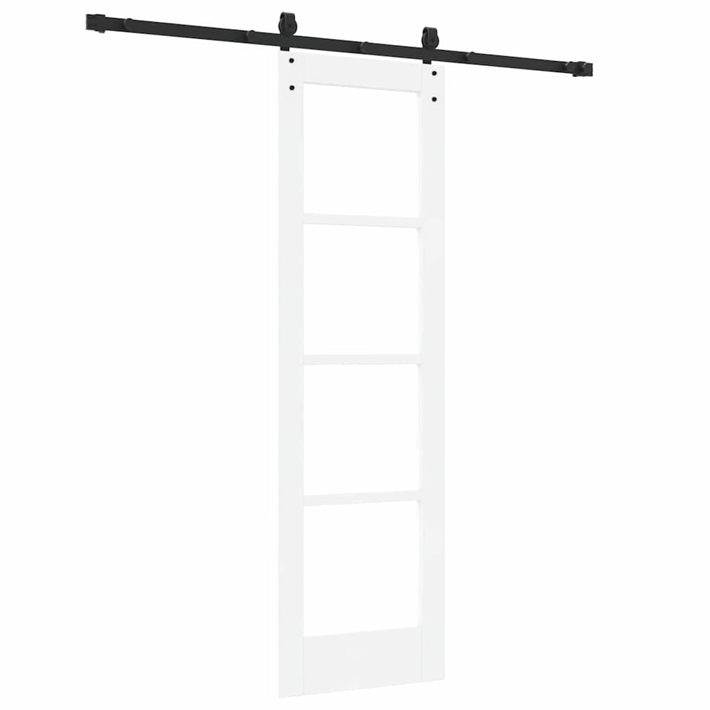 vidaXL Sliding Door White 61 x 198.5 cm Solid Pine Wood and Glass