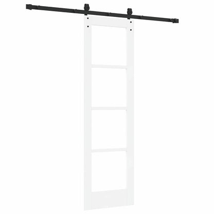 vidaXL Sliding Door White 61 x 198.5 cm Solid Pine Wood and Glass