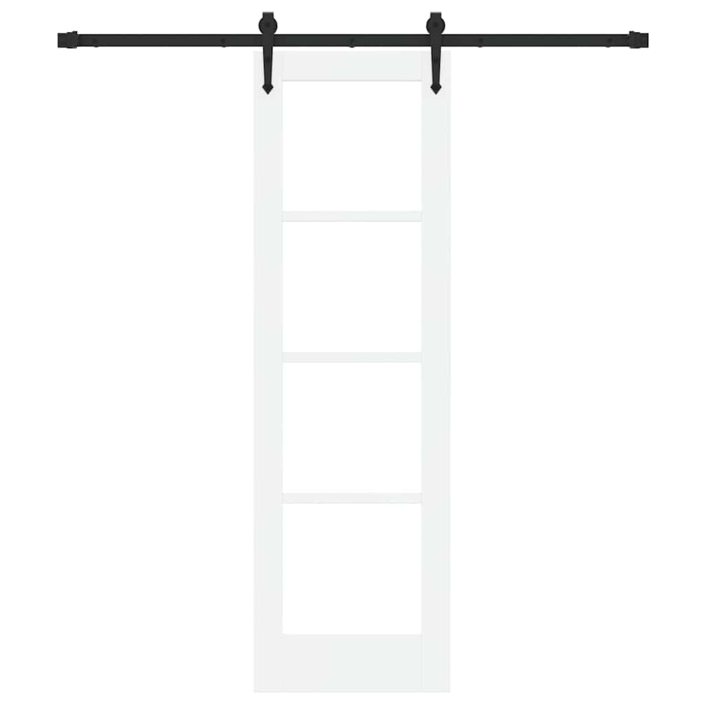 vidaXL Sliding Door White 61 x 198.5 cm Solid Pine Wood and Glass