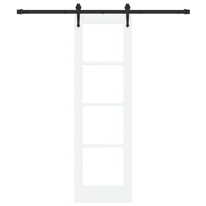 vidaXL Sliding Door White 61 x 198.5 cm Solid Pine Wood and Glass