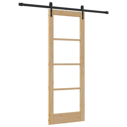 vidaXL Sliding Door Natural 73.5 x 198.5 cm Solid Pine Wood and Glass