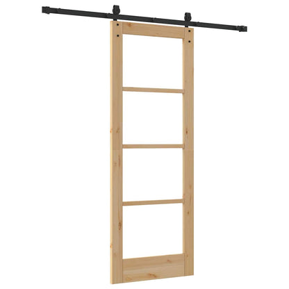 vidaXL Sliding Door Natural 73.5 x 198.5 cm Solid Pine Wood and Glass