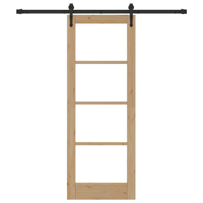 vidaXL Sliding Door Natural 73.5 x 198.5 cm Solid Pine Wood and Glass