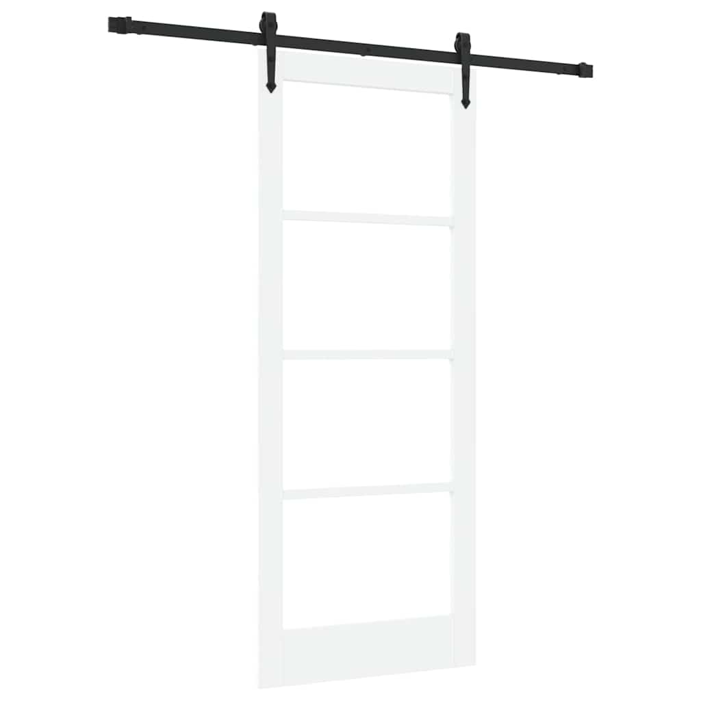 vidaXL Sliding Door White 83 x 202 cm Solid Pine Wood and Glass