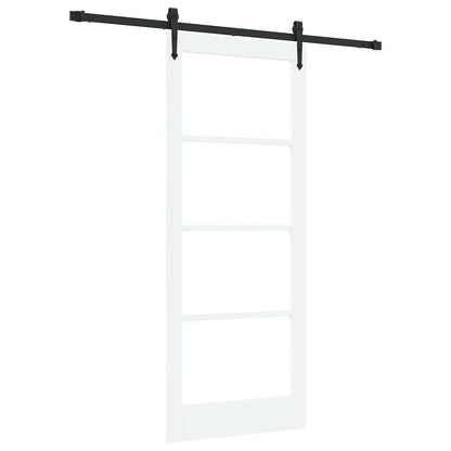 vidaXL Sliding Door White 83 x 202 cm Solid Pine Wood and Glass