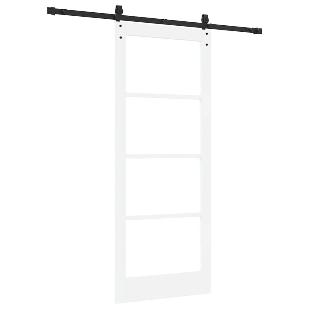 vidaXL Sliding Door White 83 x 202 cm Solid Pine Wood and Glass