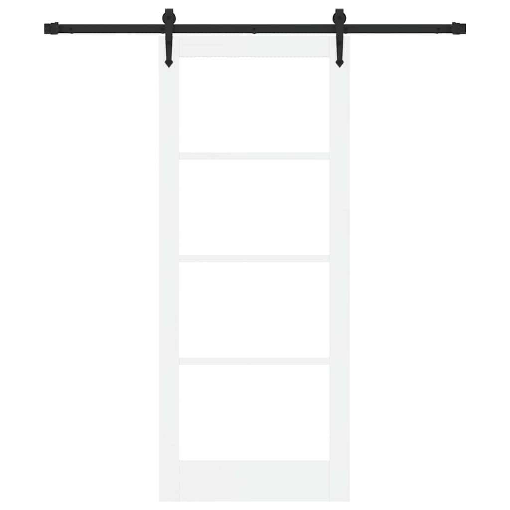 vidaXL Sliding Door White 83 x 202 cm Solid Pine Wood and Glass
