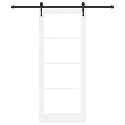 vidaXL Sliding Door White 83 x 202 cm Solid Pine Wood and Glass