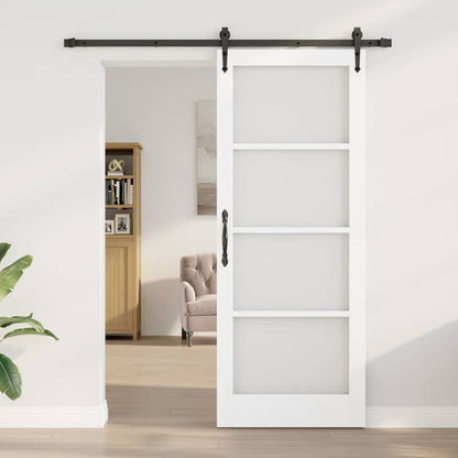 vidaXL Sliding Door White 83 x 211 cm Solid Pine Wood and Glass