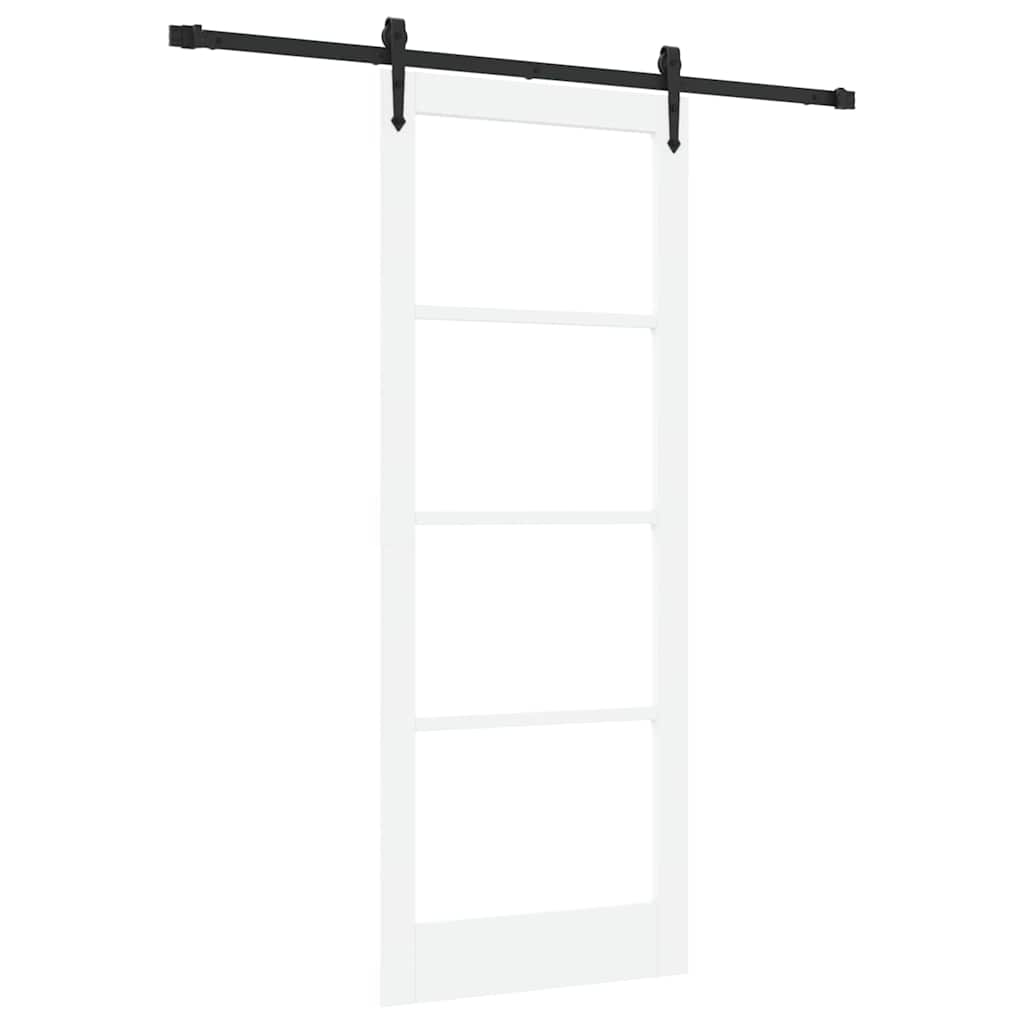vidaXL Sliding Door White 83 x 211 cm Solid Pine Wood and Glass