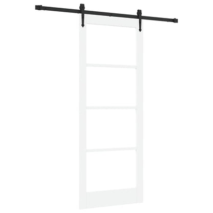 vidaXL Sliding Door White 83 x 211 cm Solid Pine Wood and Glass