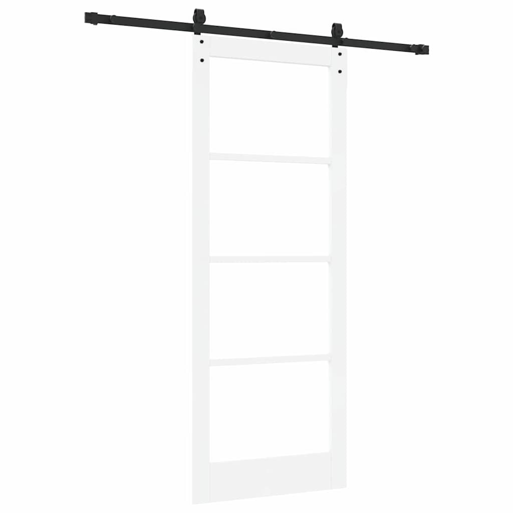 vidaXL Sliding Door White 83 x 211 cm Solid Pine Wood and Glass