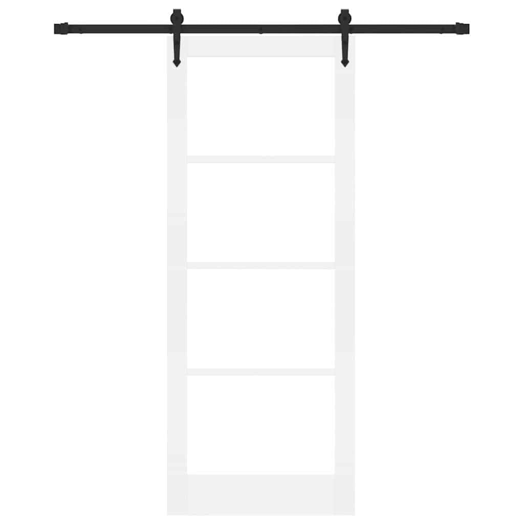 vidaXL Sliding Door White 83 x 211 cm Solid Pine Wood and Glass