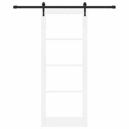 vidaXL Sliding Door White 83 x 211 cm Solid Pine Wood and Glass