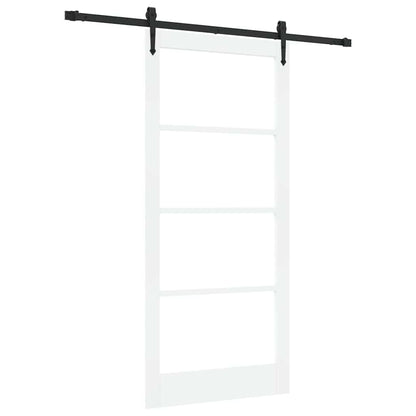 vidaXL Sliding Door White 93 x 202 cm Solid Pine Wood and Glass