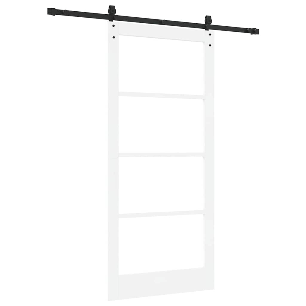 vidaXL Sliding Door White 93 x 202 cm Solid Pine Wood and Glass