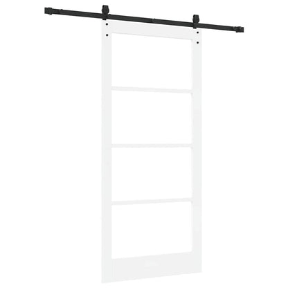 vidaXL Sliding Door White 93 x 202 cm Solid Pine Wood and Glass
