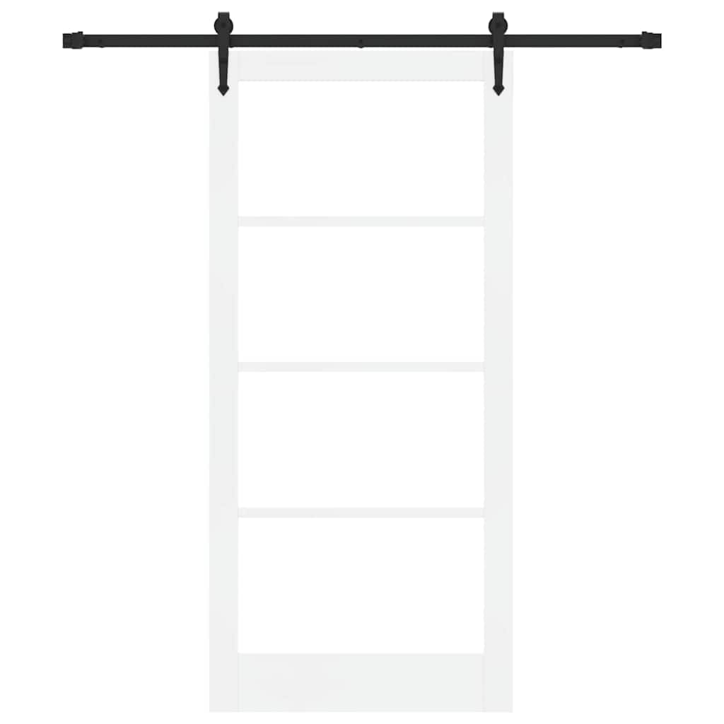 vidaXL Sliding Door White 93 x 202 cm Solid Pine Wood and Glass
