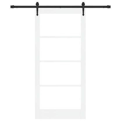vidaXL Sliding Door White 93 x 202 cm Solid Pine Wood and Glass