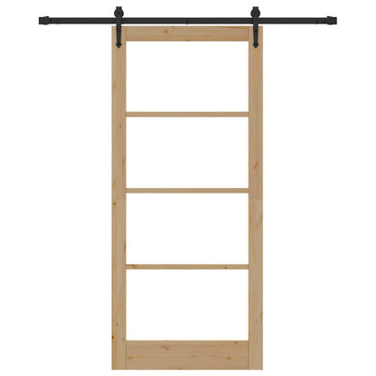 vidaXL Sliding Door Natural 93 x 211 cm Solid Pine Wood and Glass