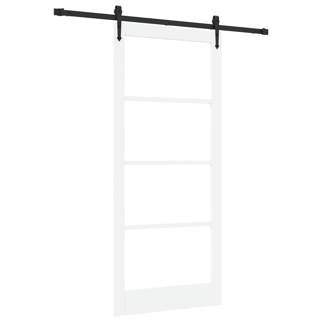 vidaXL Sliding Door White 93 x 211 cm Solid Pine Wood and Glass