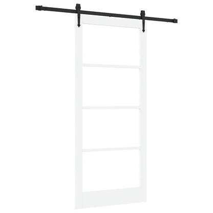 vidaXL Sliding Door White 93 x 211 cm Solid Pine Wood and Glass