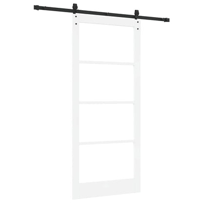 vidaXL Sliding Door White 93 x 211 cm Solid Pine Wood and Glass