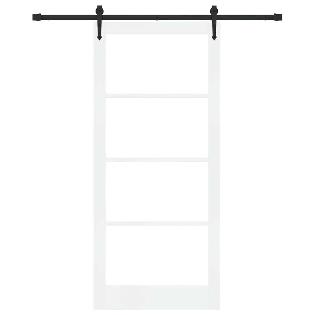 vidaXL Sliding Door White 93 x 211 cm Solid Pine Wood and Glass