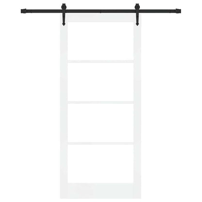 vidaXL Sliding Door White 93 x 211 cm Solid Pine Wood and Glass