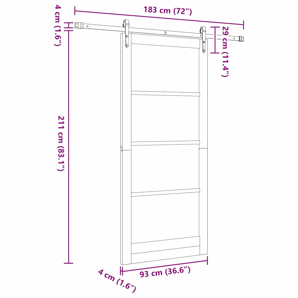 vidaXL Sliding Door White 93 x 211 cm Solid Pine Wood and Glass