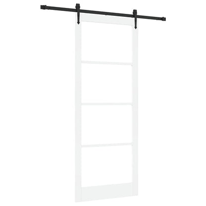 vidaXL Sliding Door White 93 x 232 cm Solid Pine Wood and Glass