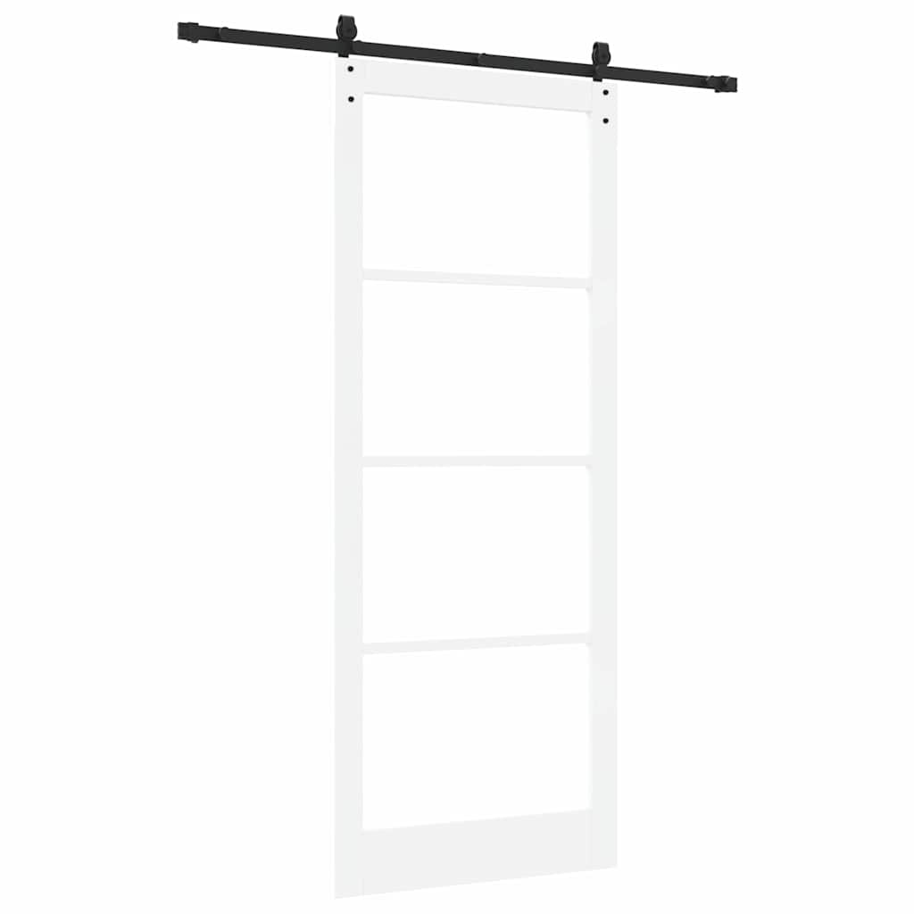 vidaXL Sliding Door White 93 x 232 cm Solid Pine Wood and Glass