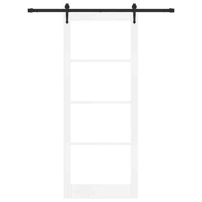 vidaXL Sliding Door White 93 x 232 cm Solid Pine Wood and Glass