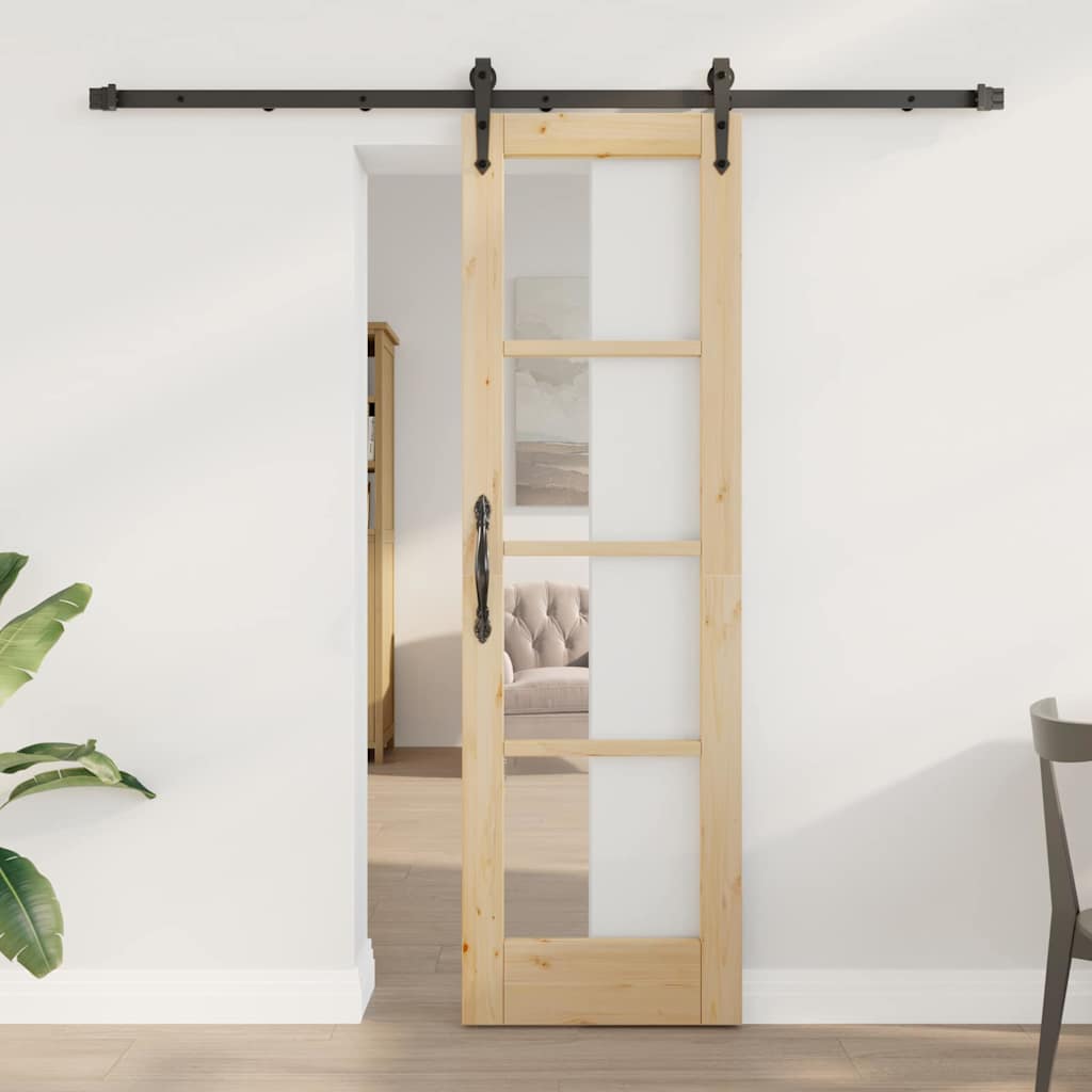 vidaXL Sliding Door Natural and Black 61 x 198.5 cm